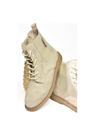 Fox Shoes R374961902 Bej Süet Yanı Lastikli Klasik Kadın Bot Bej