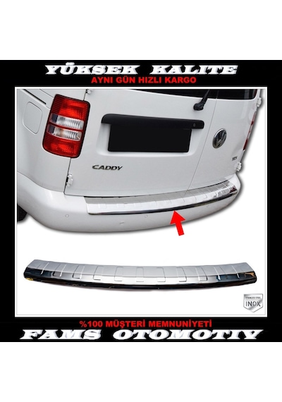 Vw Caddy Krom Arka Tampon Üstü Koruma P.Çelik 2004-2015 Arası