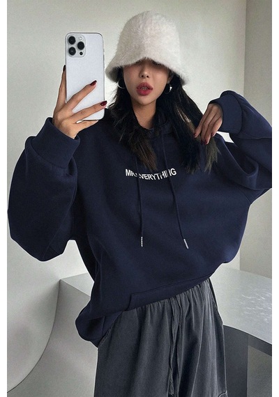 Mr. Everyting Baskılı Oversize Sweatshirt Lacivert
