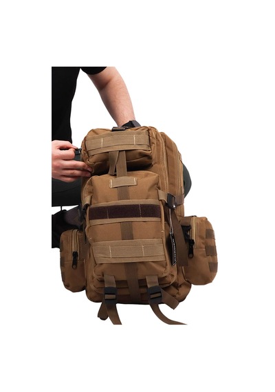 42 Lt Bej Cırtlı Yan Cepli Tactical Sırt Çantası -outdoo Bej