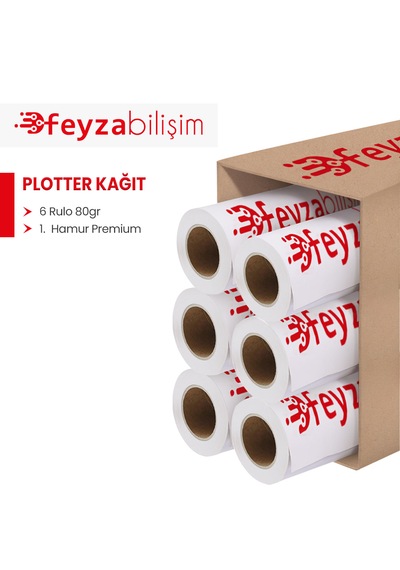 Feyza Bilişim Premium Opak 80gr Plotter Kağıdı 62cm X 50mt-6