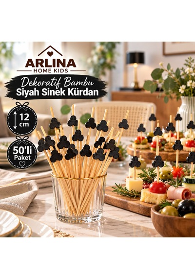 Dekoratif Bambu Siyah Sinek Kürdan 12 Cm 50'li Paket