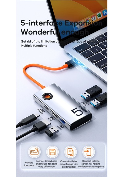Tr31 Multi Fonksiyon 5 İn 1 Type-c Hub