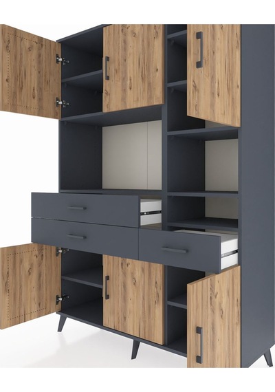 Hyperion Dolap 10 Raflı 3 Çekmeceli 6 Kapaklı 132x44x195 Antrasit-çam/antrasit Atlas Çam/antrasıt - Antrasıt Hyperion Dolap 10 Raflı 3 Çekmeceli 6 Kapaklı 132x44x195 Antrasit-çam/antrasit Atlas Çam/antrasıt - Antrasıt