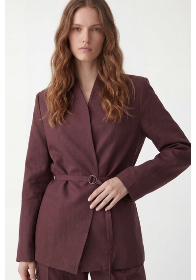 Antioch Keten Karışımlı Kadın Blazer Ceket Ba26y443 Bordo