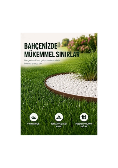 Esnek Pvc Çim Ayırıcı Bahçe Peysaj Düzenleyici 25 Metre Kahverengi Çim Sınırlayıcı Esnek Plastik Taş Toprak Ayraç Bariyer Peyzaj Bordürü