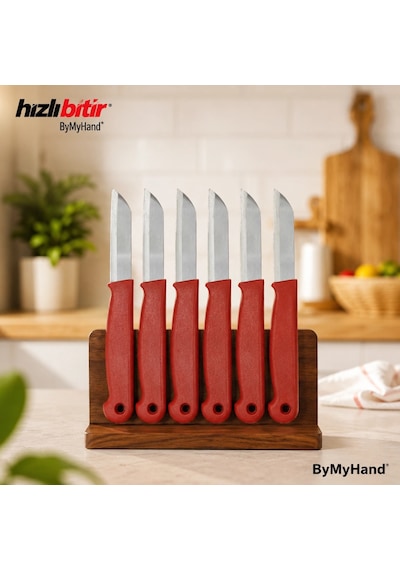 Bymyhand Kırmızı Meyve Bıçağı 6'lı Set Metal