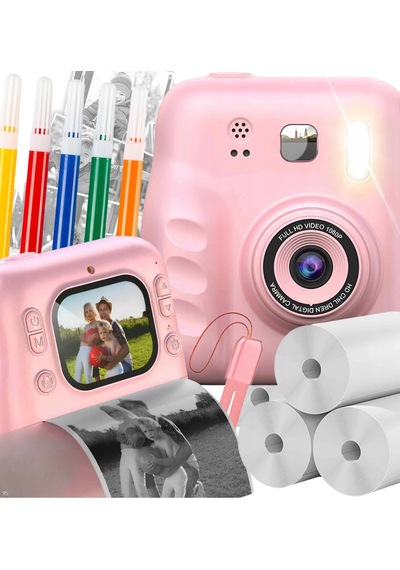 Mini Çocuk Kamerası Fotoğraf Video Çekim 4 Rulo Baskı Kağıdı Ve 5 Kalem li