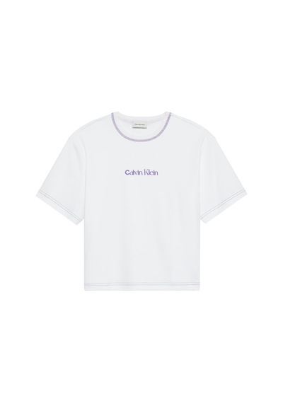 Calvin Klein Ss Fıtted Interlock Ck Coverstıt Beyaz Kadın T-shirt