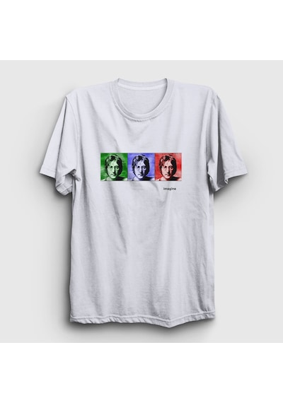 Presmono Unisex Portraits Beatles John Lennon T-shirt Beyaz