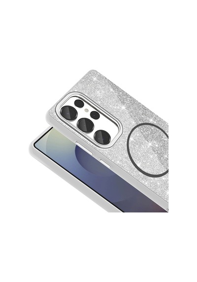 Samsung Uyumlu Galaxy S25 Ultra Kılıf Dökülmeyen Simli Silikon Magsafe Kamera Yükseltili Systemcom Altın