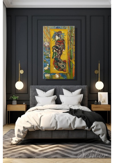 Vincent Van Gogh'un ''the Courtesan / La Courtisane'' Adlı Eseri Dikey Kanvas Tablo 4359 Çok Renkli