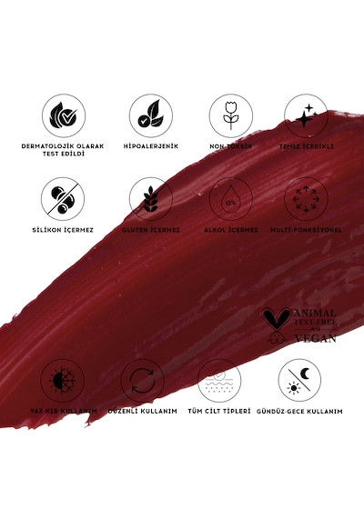 Allık Ruj Göz Farı Glow Tint Bold Burgundy Nemlendirici Makyaj Bordo Hyaluronik Asit Peptit