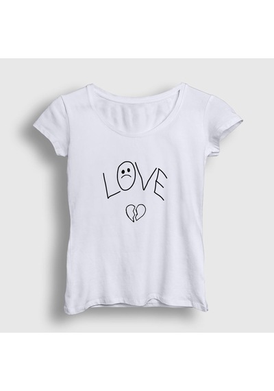 Presmono Kadın Love Lil Peep T-shirt Beyaz