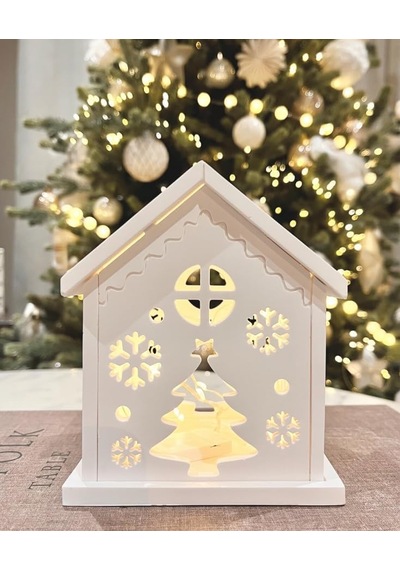 Işıltılı Dekoratif Tealight Veya Led Tutucu Ev Modeli