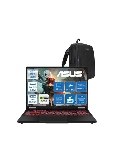 Asus TUF Gaming F16 FX608JHI-TU230F08 i5-14450HX 24 GB 4 TB SSD+4 TB SSD RTX5050 16" Free Dos Dizüstü Bilgisayar
