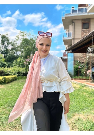 Moda Kaşmir Modal Kraş Şal Serisi Pudra