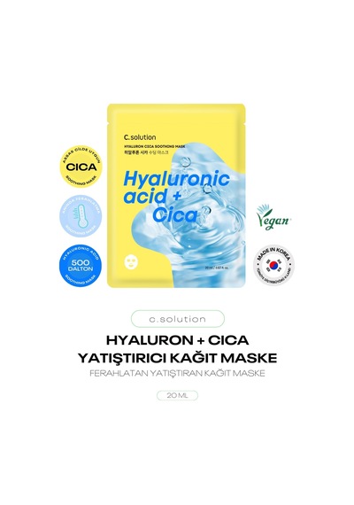 Hyalüronik Asit Ve Cica İçeren Kağıt Maske C Solution Hyaluronic Cica Soothing Mask