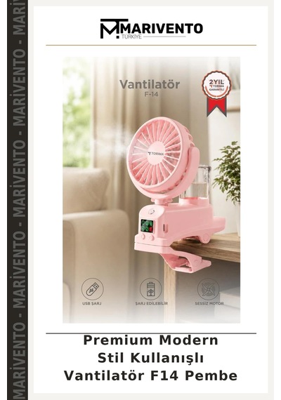 Premium Modern Stil Kullanışlı Vantilatör F14 Pembe