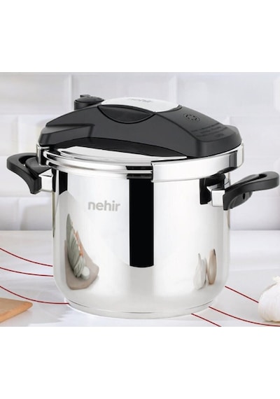 Nehir Silver Matik 5 Lt Düdüklü Tencere Paslanmaz Çelik Pratik Kapaklı