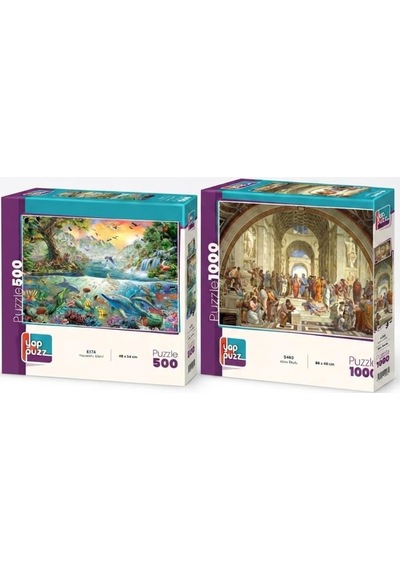 Atina Okulu Ve Hayvanlar Alemi İkili Set - 1000 + 500 Parça İkili Puzzle Seti