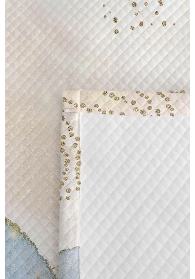 Mavi Geometrik Modern Genç Odası Tek Kişilik Pike Takımı-beyaz Gold 160x220 Cm Kapitone Yatak Örtüsü Narin Gölge Buharı