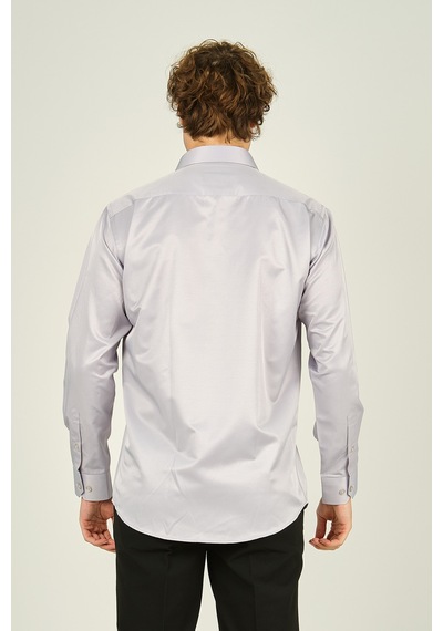 Figs Erkek Slim Fit Uzun Kollu Pamuklu Parlak Kumaş Gömlek 0013 Lila Lila