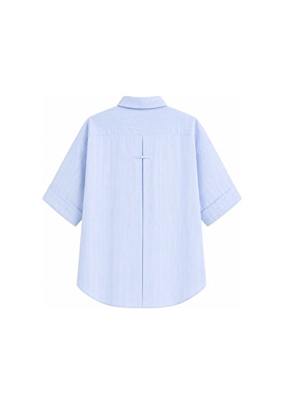 Vadon 1030 Kadın Pamuklu Çizgili Hafif Transparan Kısa Kollu Oversize Gömlek Bebe Mavi Vadon 1030 Kadın Pamuklu Çizgili Hafif Transparan Kısa Kollu Oversize Gömlek Bebe Mavi