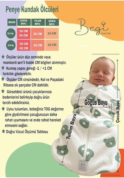Begi 1.0 Tog Yeni Doğan Kundak Ve Uyku Tulumu Uyku Kundağı Somon