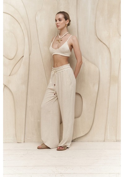 Mai Collection Mai Studios Co. Rowena İp Detay Bej Pantolon Bej