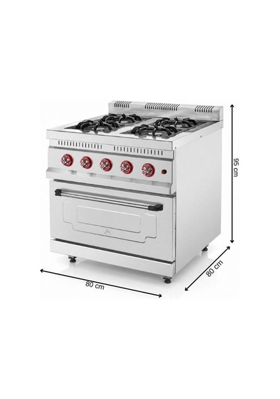 Silverinox Doğalgazlı 4 Ocak 1 Fırın Kapasiteli Kuzine 80x80 Cm Diğer