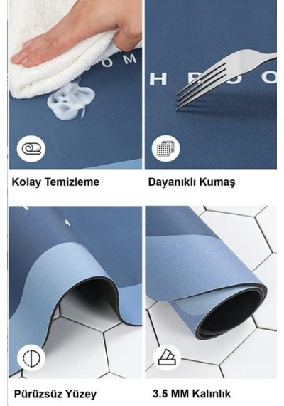 Su Emici Paspas Şık Tasarım Abdest Paspası Kaymaz Taban Diyatom 40 60 Cm Oval Paspas