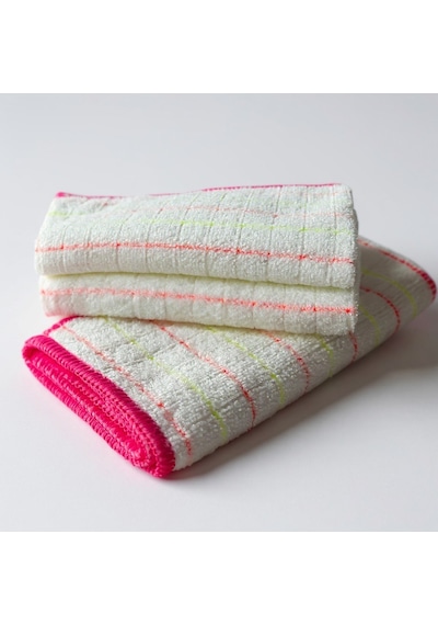 Technow Mikrofiber Mutfak Ve Genel Temizlik Bezi 40 40 Cm Leke Tutmaz Koku Yapmaz 3 Adet Beyaz - Pembe