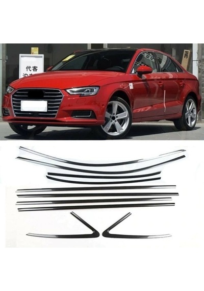 Mm Oto Audi A3 Sedan 2013 Ve Sonrası Krom Cam Çerceve Çıtası 10 Parça Full Tamtur Kaplama