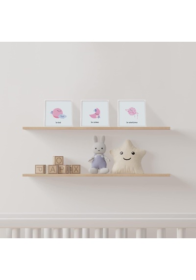 Lexroo Bebek Odasına Özel Minimal Tasarımlı Çerçeve 3'lü 20x20 Cm Çok Renkli