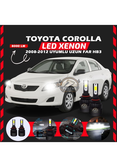 Toyota Corolla 2008-2012 Uzun Far Uyumlu Şimşek Etkilii Led Xenon Light Series Hb3