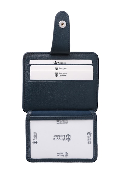 Ancora Leather Hakiki Deri Çıtçıtlı-para Bölmeli Kartlık Lacivert-26209