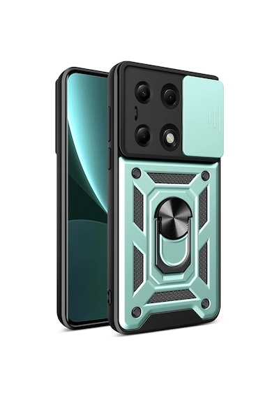 Ilkeshop Newface Xiaomi Poco M6 Pro 4g Kılıf Pars Lens Yüzüklü Silikon - Yeşil