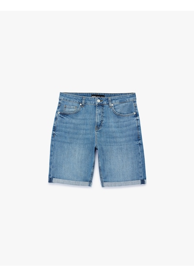 Koton Normal Bel Pamuklu Bermuda Slim Fit Jean Şort Orta İndigo 6sam40285nd Koton Normal Bel Pamuklu Bermuda Slim Fit Jean Şort Orta İndigo 6sam40285nd