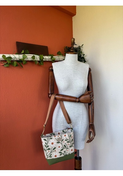 Lumya Atelier Papatya Desenli Çanta Açık Yeşil