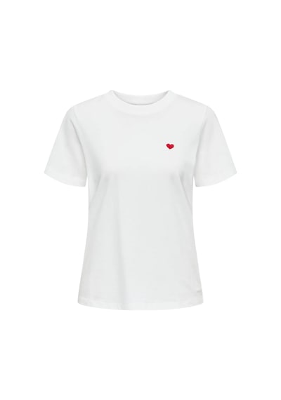 Only Kadın Jdy Bisiklet Yaka Kalp Logolu Beyaz T-shirt - 15298612 Beyaz