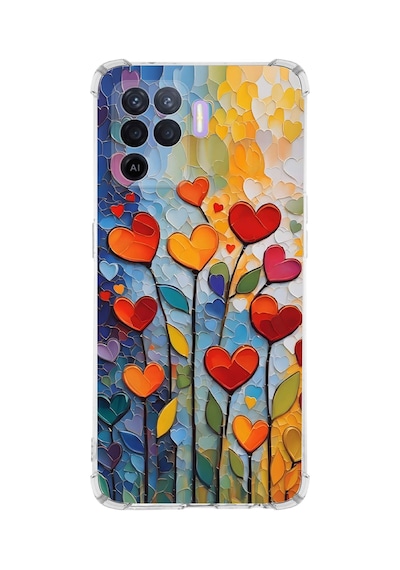 Printify Oppo Reno5 Lite İle Uyumlu Düşlerin Dansı Serisi Kökten Sevgi Tasarımlı Uv Baskılı Köşe Korumalı Antişok Kılıf Şeffaf