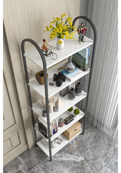 Metal Kitaplık Beyaz 180 Cm Çok Renkli