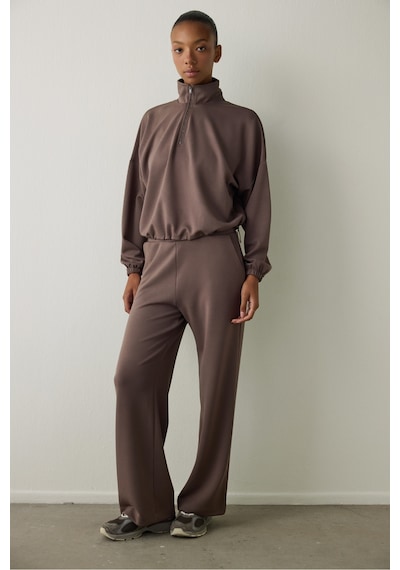 Penti Haki Silky Feel Dik Yaka Crop Sweatshirt