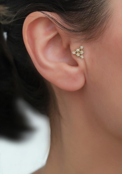 14 Ayar Altın Pietra Üçgen Tragus Piercing Sarı