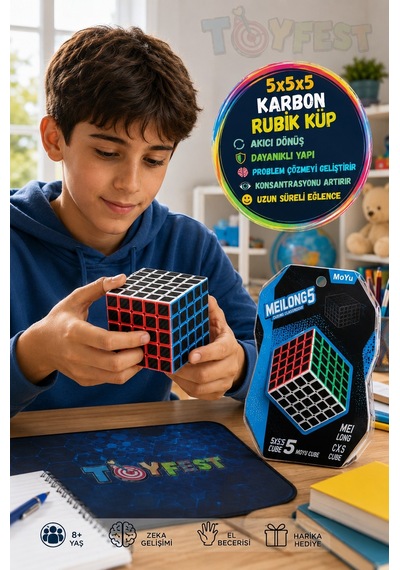 Moyu Meilong 5x5x5 Karbon Rubik Küp Profesyonel Zeka Küpü Speed Cube Bulmaca Oyunu 6x6x6 Cm