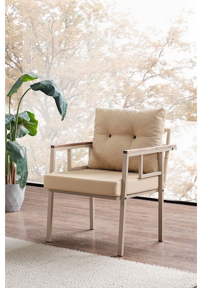 Saye Metal Bahçe Balkon Oturma Takımı 2+1+1+orta Sehpa Cappuccino Cappuccino