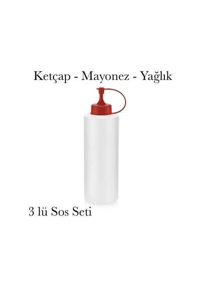 3 Adet Sos Şişesi Ketçap Mayonez Ve Yağlık Seti Bpa İçermez 600 Ml Çok Renkli
