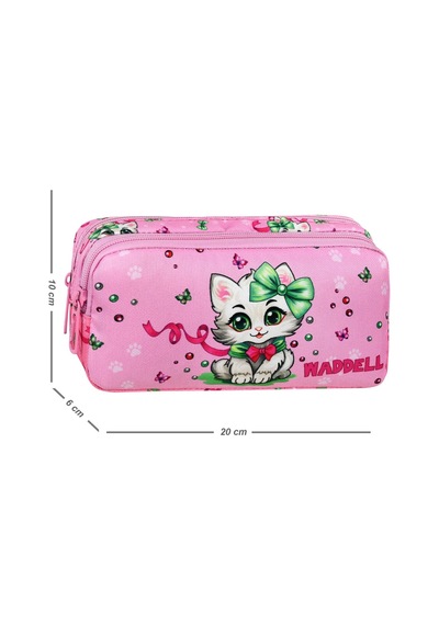 Waddell Pembe Kedi Desenli 2 Cepli Kalem Kutusu,kalemlik