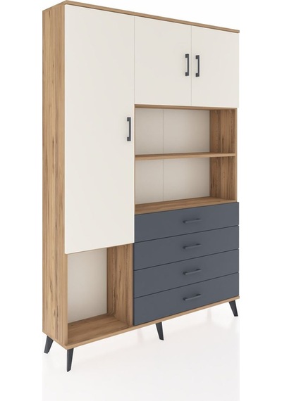 Arges Dolap 7 Raflı 4 Çekmeceli 3 Kapaklı 132x30x195 Çam-aytaşı/antrasit Aytası/antrasıt Arges Dolap 7 Raflı 4 Çekmeceli 3 Kapaklı 132x30x195 Çam-aytaşı/antrasit Aytası/antrasıt